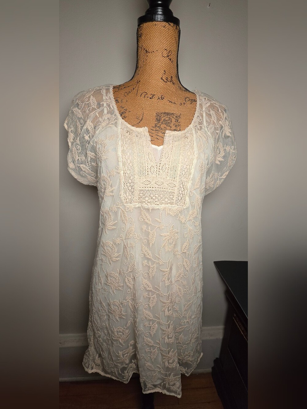 Denim & Supply Ralph Lauren Cream Embroidered Sheer Tunic